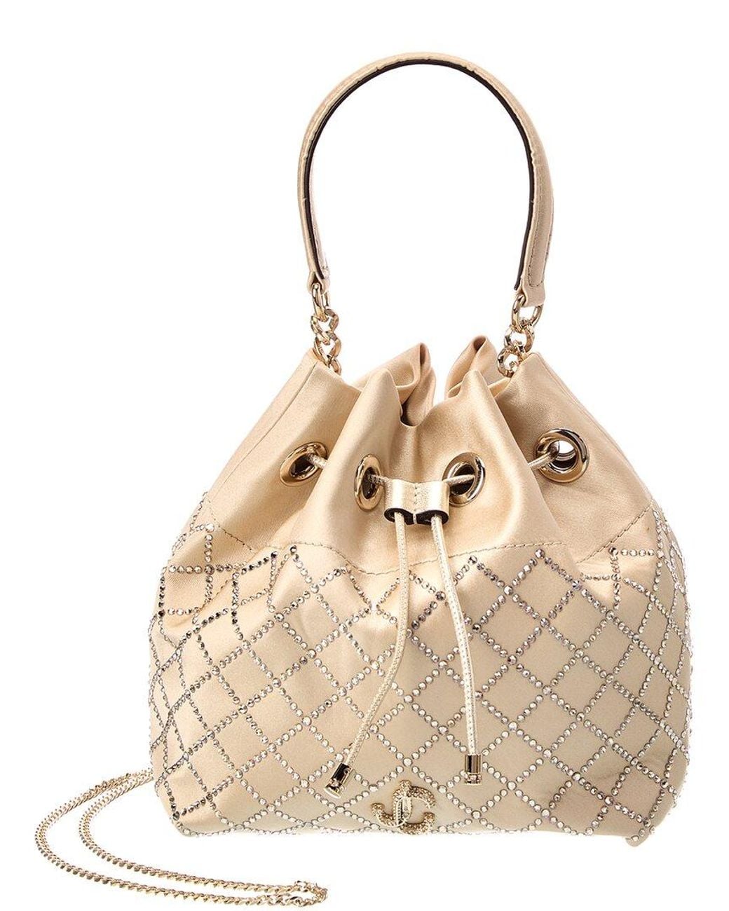 Jimmy Choo Natural Heidi Satin Bucket Bag