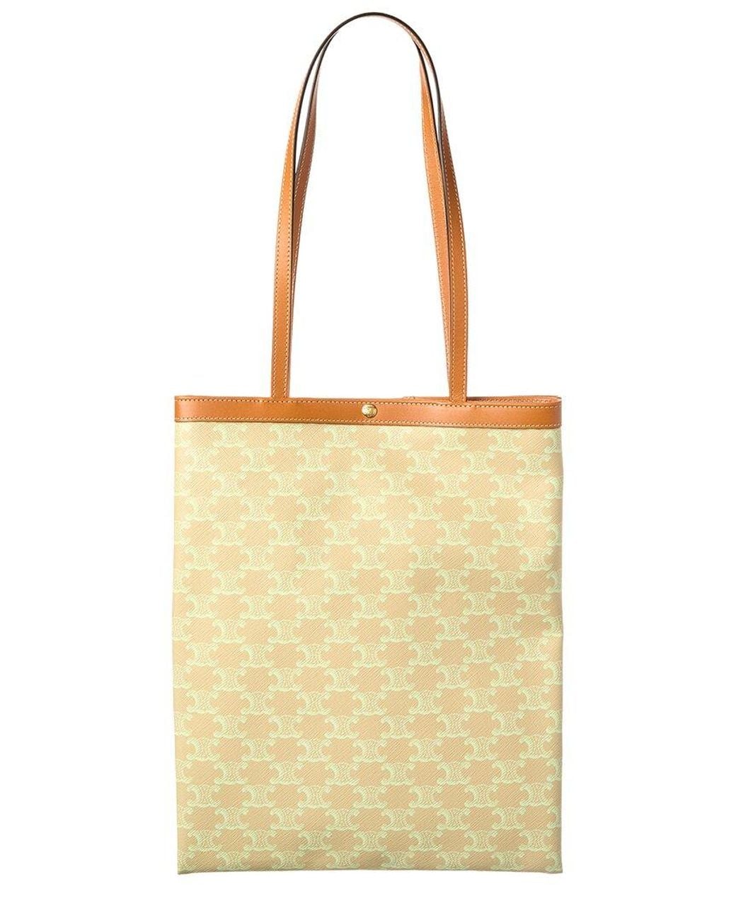 Céline Yellow Triomphe Medium Canvas & Leather Tote