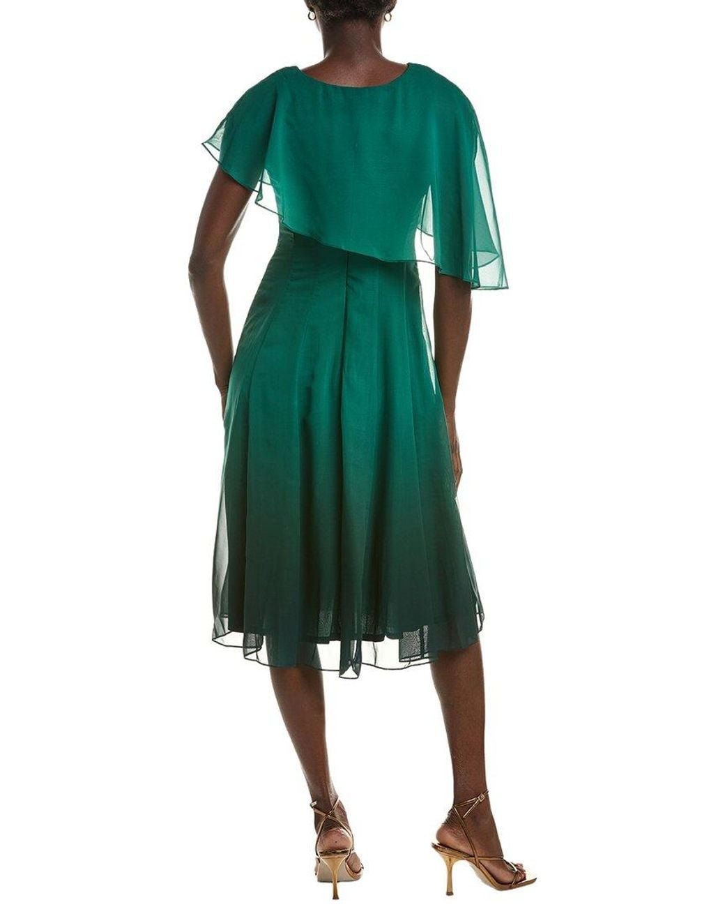 Maison Tara Green Capelet Midi Dress