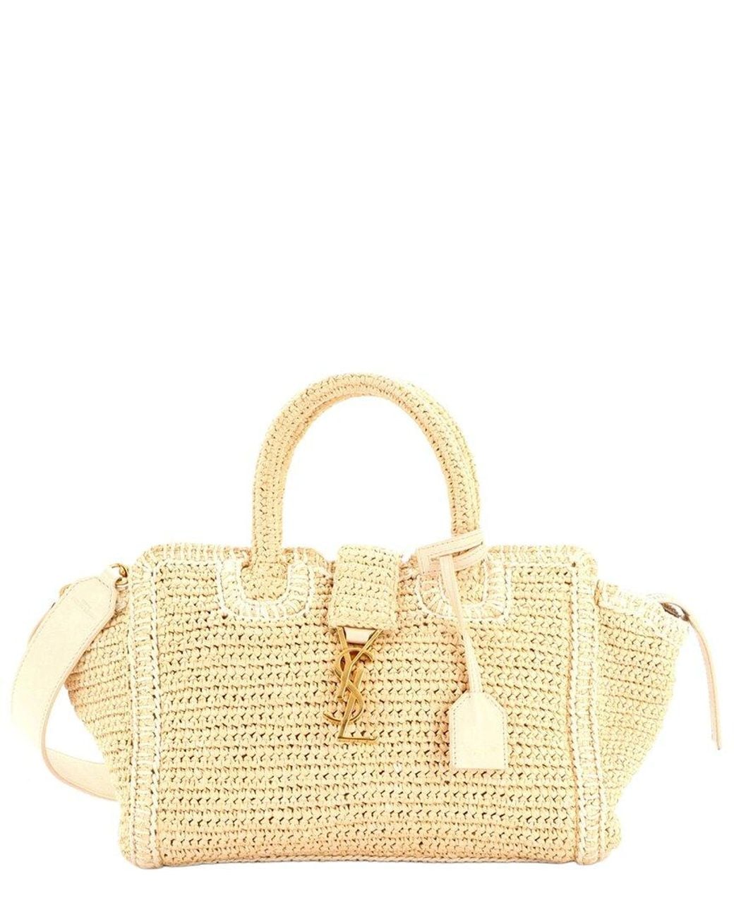 Saint Laurent Metallic Straw Monogram Cabas Downtown Baby (Authentic Pre-Loved)