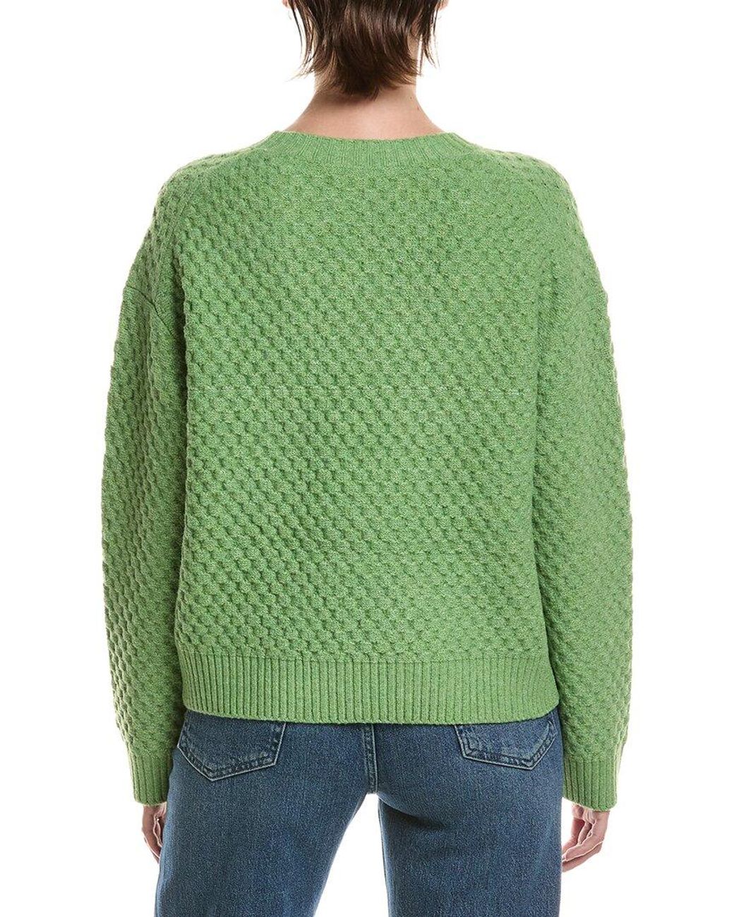 Michael Stars Green Sophia Honeycomb Stitch Sweater