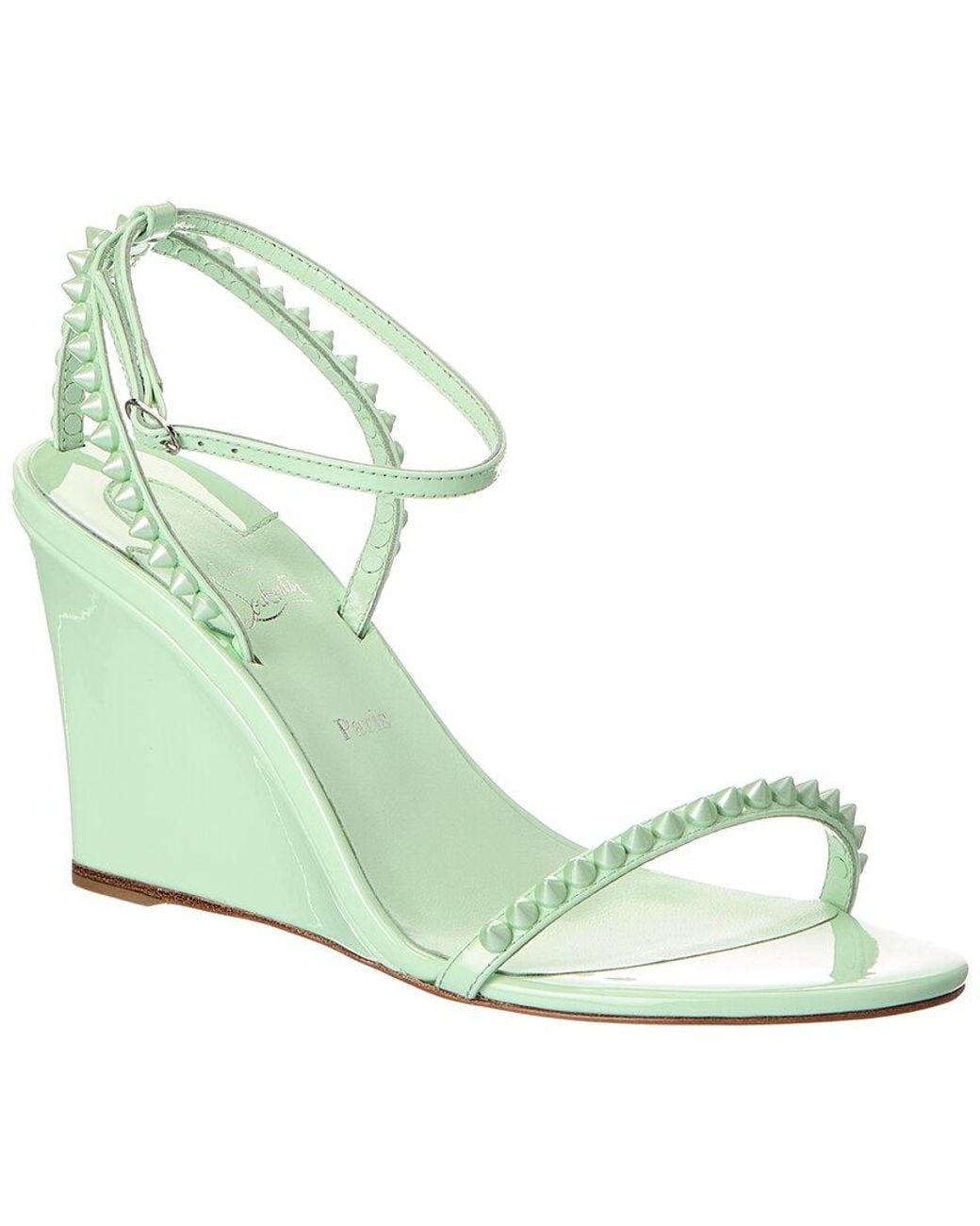 Christian Louboutin Green So Me 85 Patent Wedge Sandal