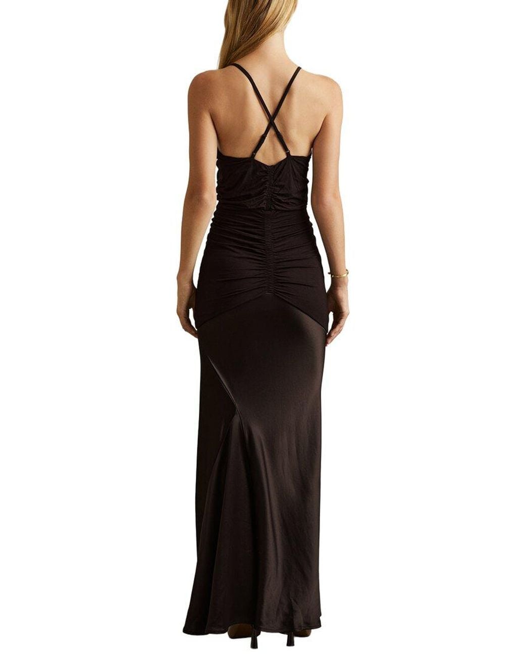 Reiss Black Paula Plunge Maxi Dress