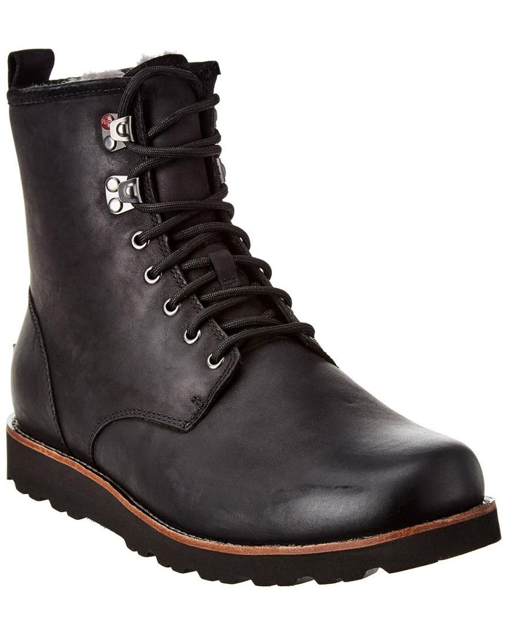 UGG Hannen Uggpure-lined Leather Waterproof Combat Boots in Black for ...