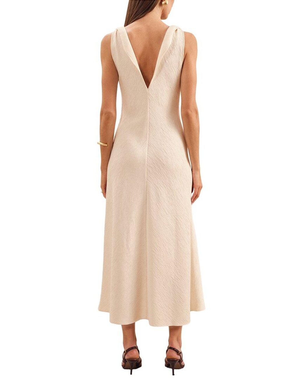 Reiss Natural Kiera Textured Drape Neck Dress