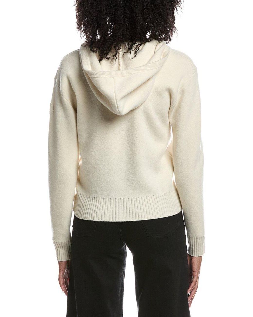Moncler Natural Cashmere & Wool Zip Up Hoodie