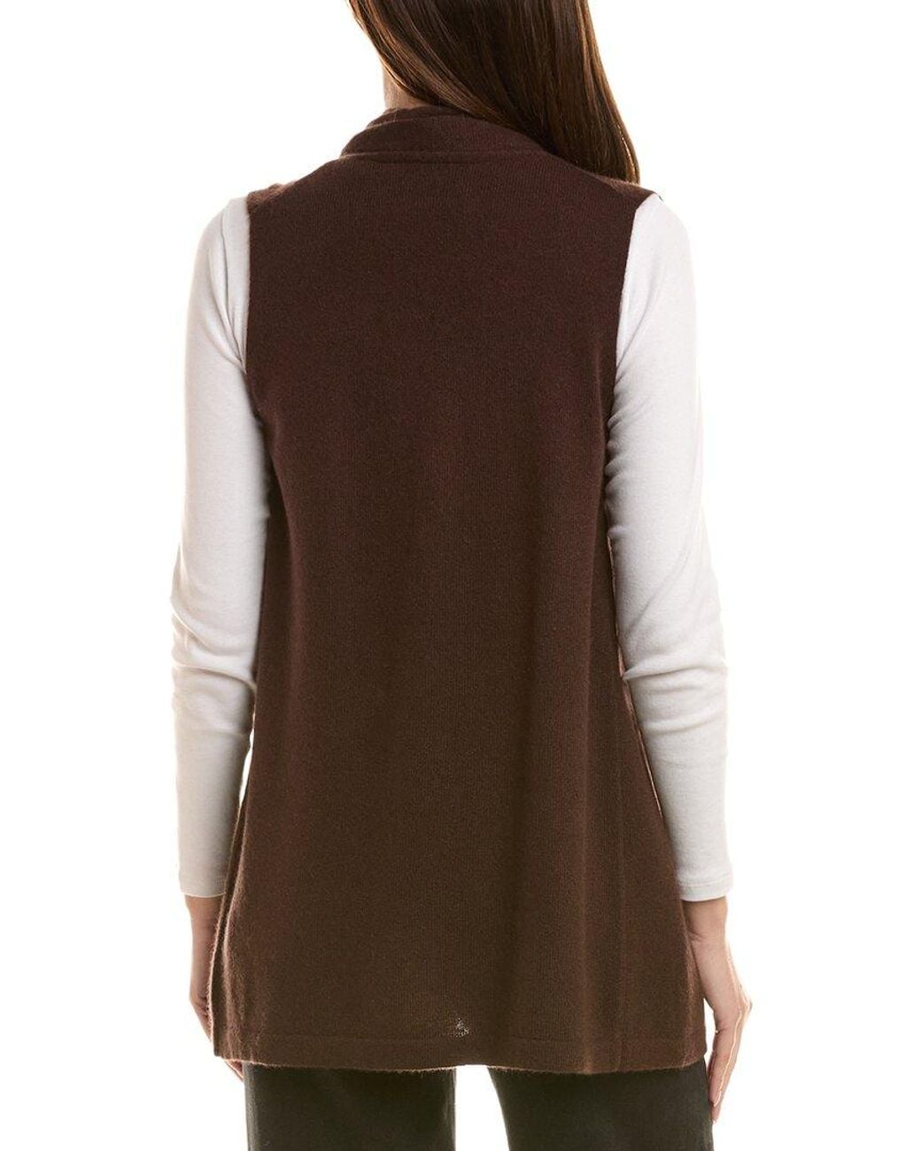 InCashmere Brown Long Flyaway 100% Cashmere Vest