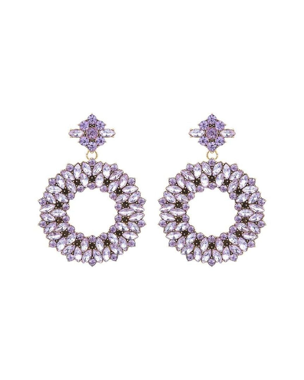 Eye Candy LA White Crystal Loop Drop Earrings