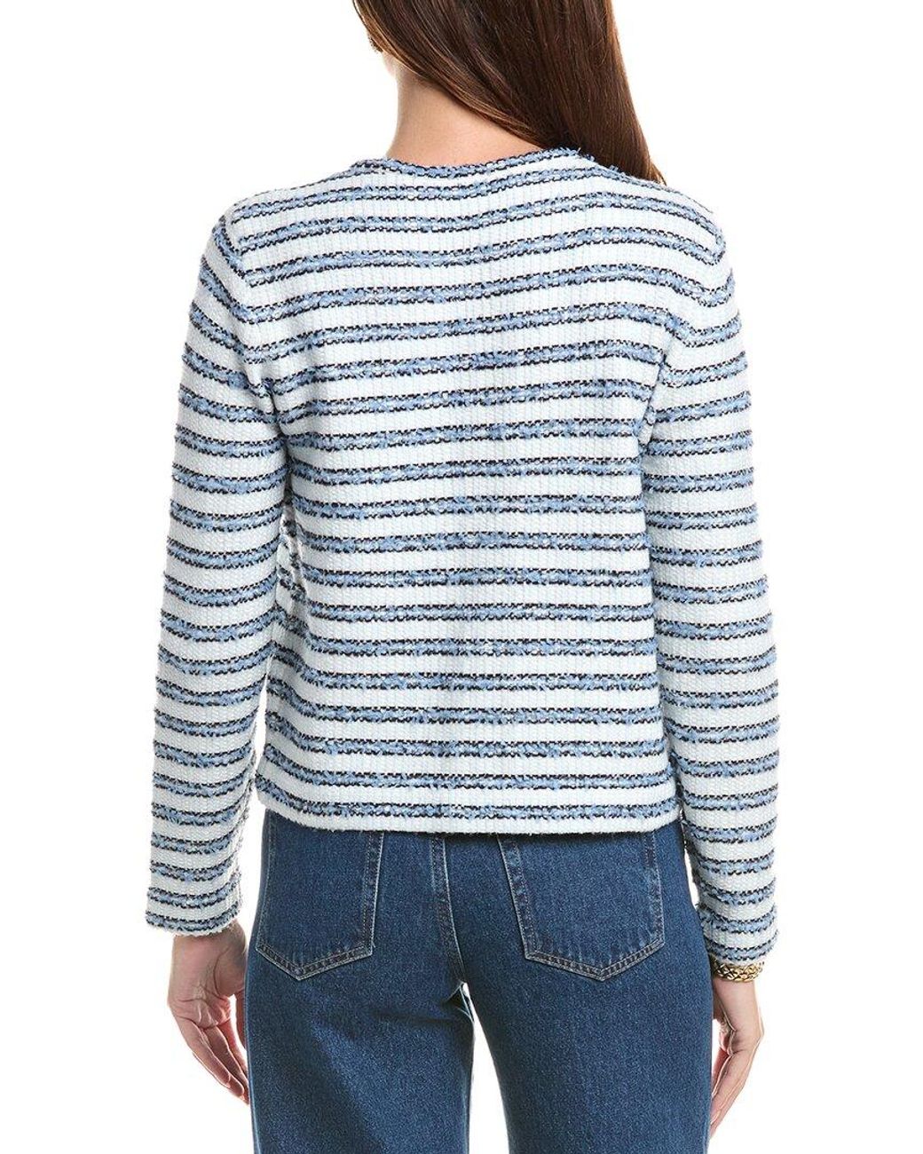 St. John Blue Novelty Knit Wool-Blend Jacket
