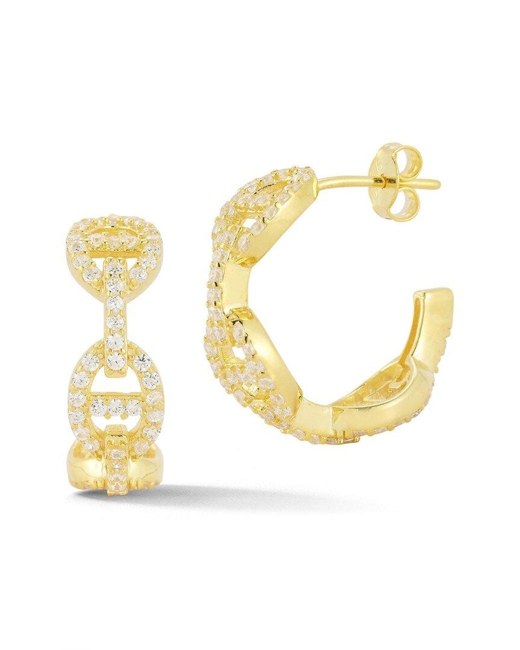 Sphera Milano Metallic 14k Over Silver Cz Mariner Hoops
