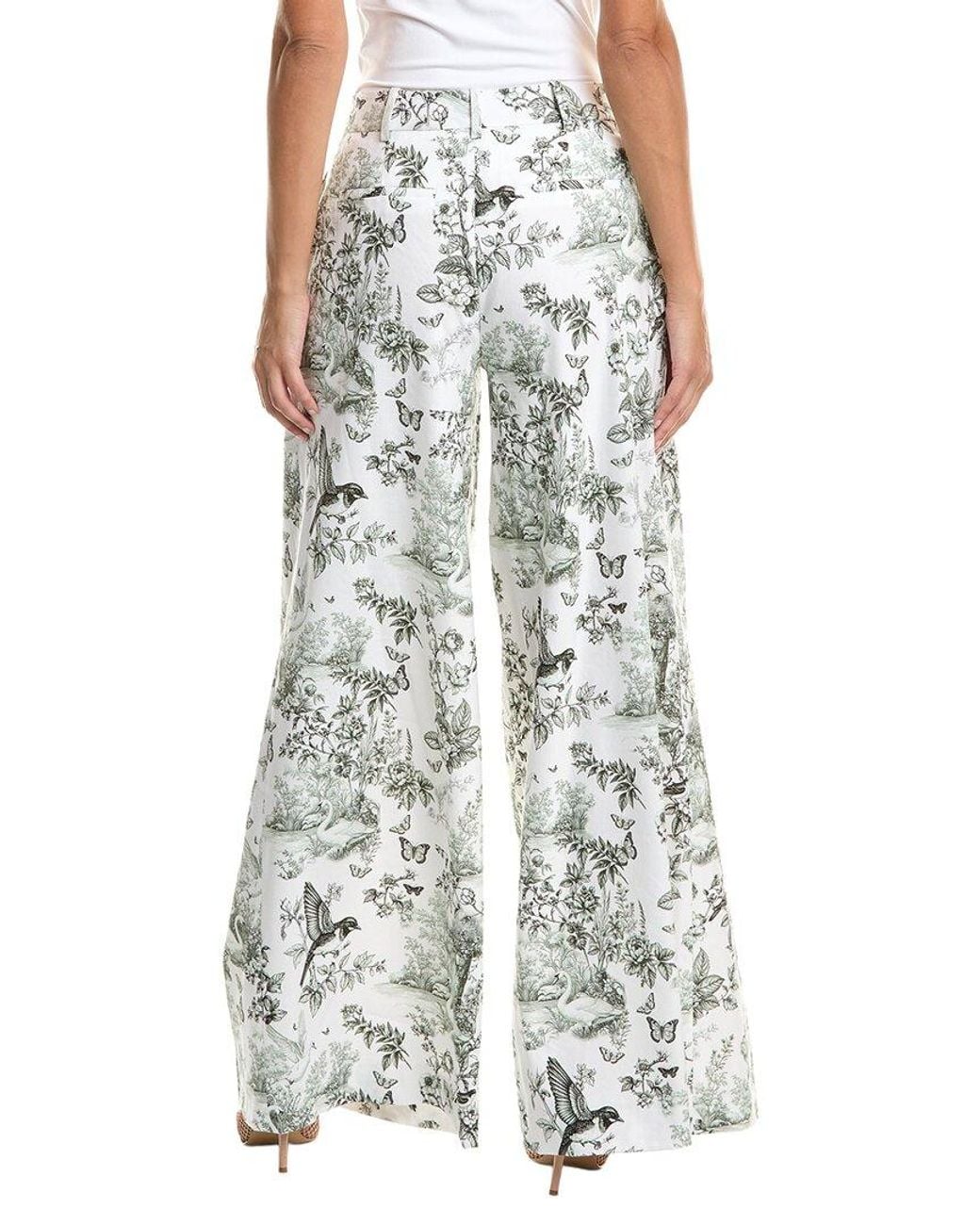 Alice + Olivia White Blaire High Rise Linen-Blend Pant