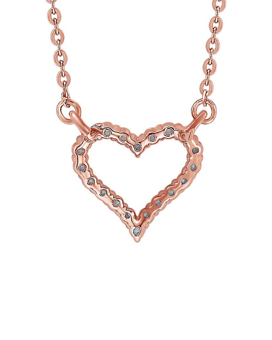 Suzy Levian Metallic 14k Rose Gold 0.25 Ct. Tw. Diamond Heart Necklace