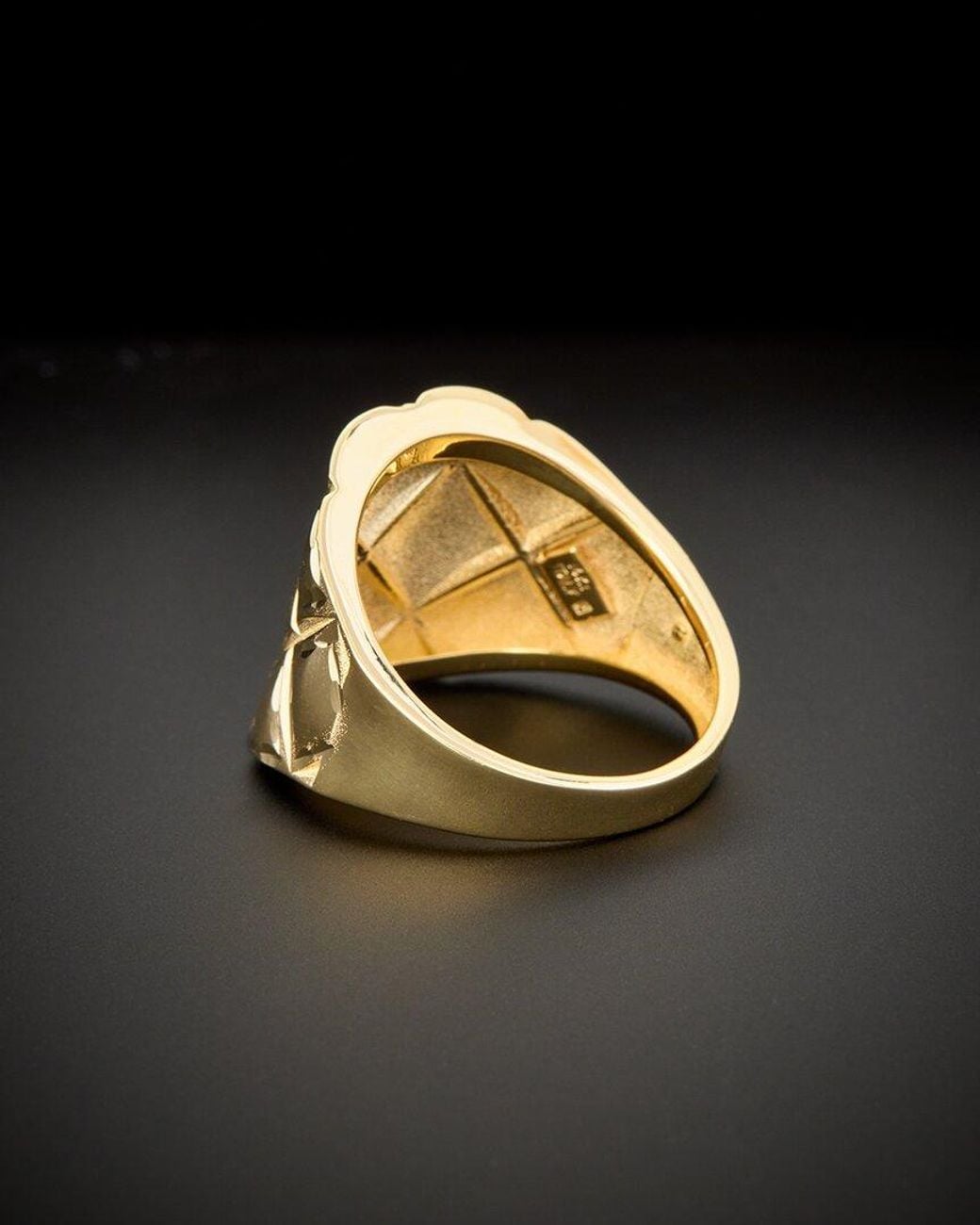 Italian Gold Metallic 14k Graduated Quilt Cigar Band Ring