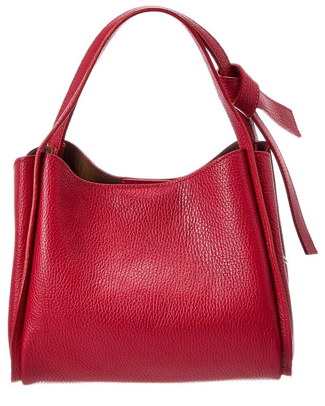Italian Leather Red Top Handle Tote