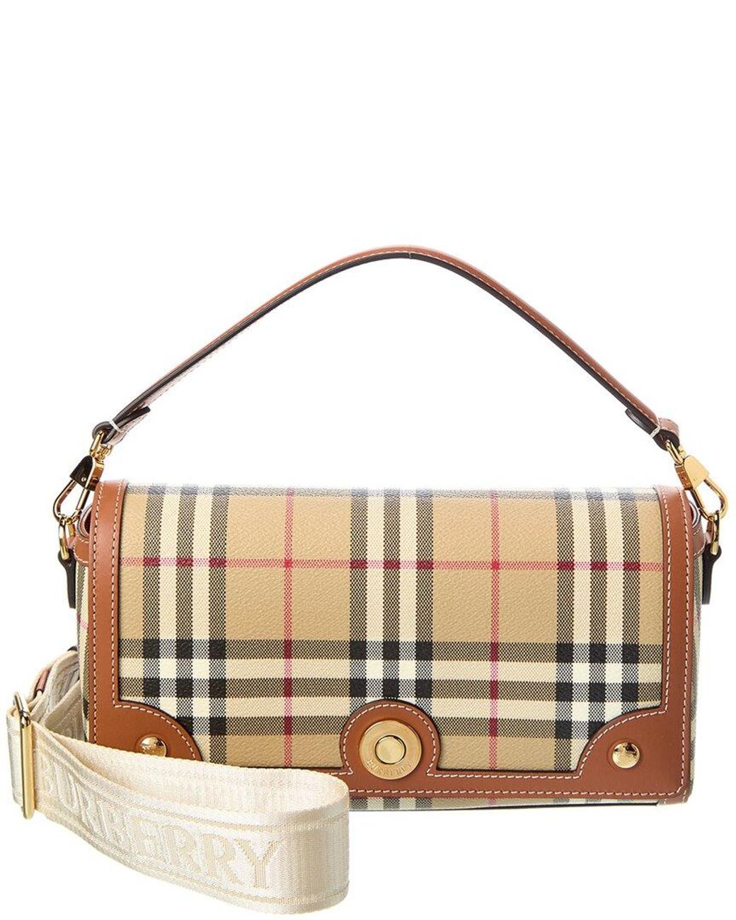 Burberry Metallic Check E-Canvas & Leather Shoulder Bag
