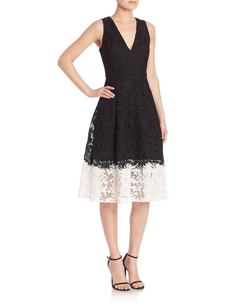 Sachin &amp; Babi Sleeveless Lace &amp; Crepe Fitandflare Dress
