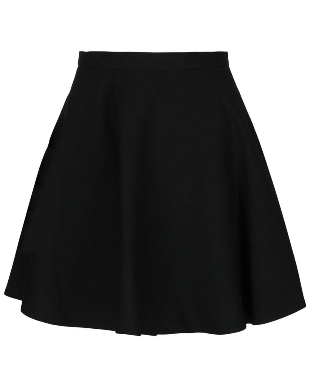 Valentino Black Crepe Couture High-Rise Flared Mini Skirt