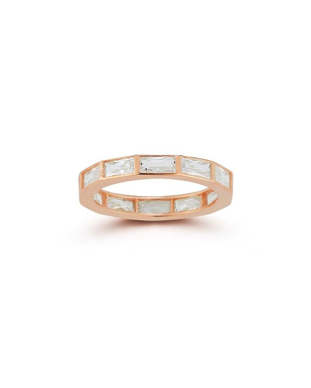 Chloe and Madison White 14k Rose Gold Over Silver Cz Ring