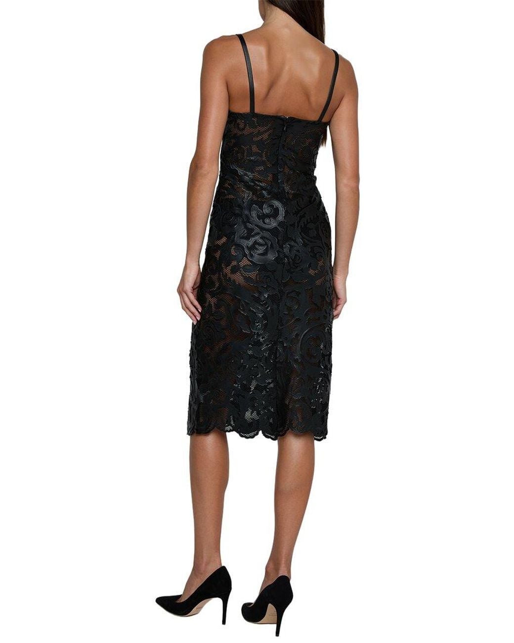 L'Agence Black Kazuko Lasercut Midi Dress