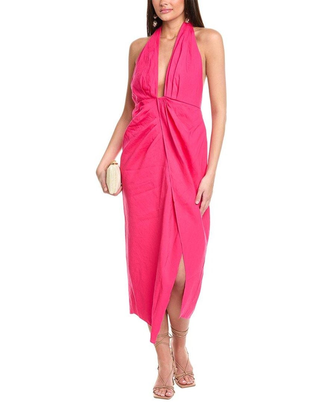 Ramy Brook Pink Nan Linen-Blend Maxi Dress