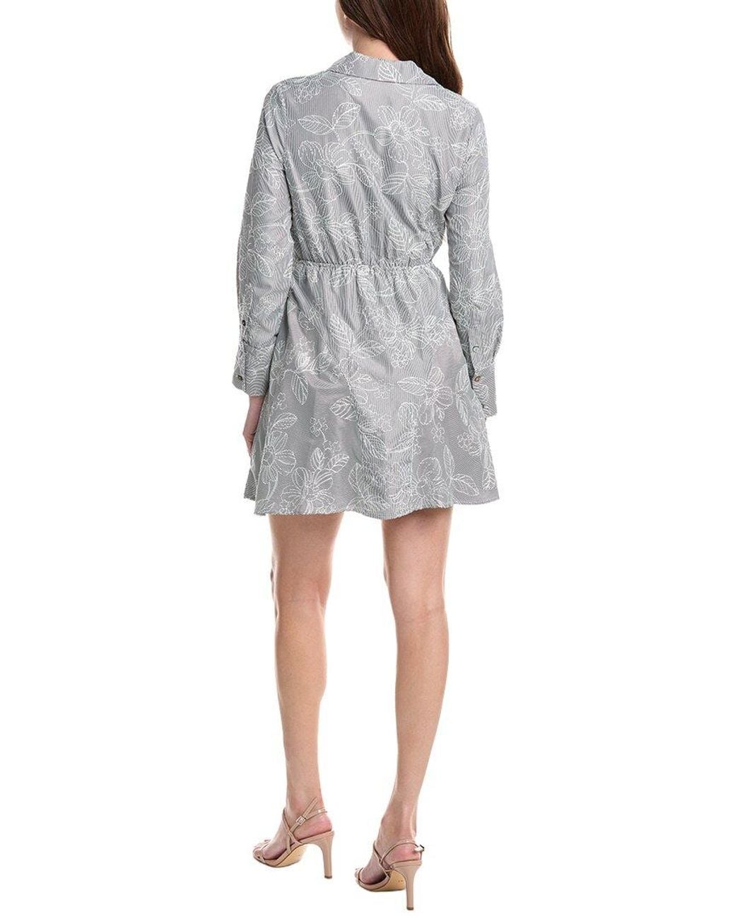 Sam Edelman Gray Floral Striped Shirtdress