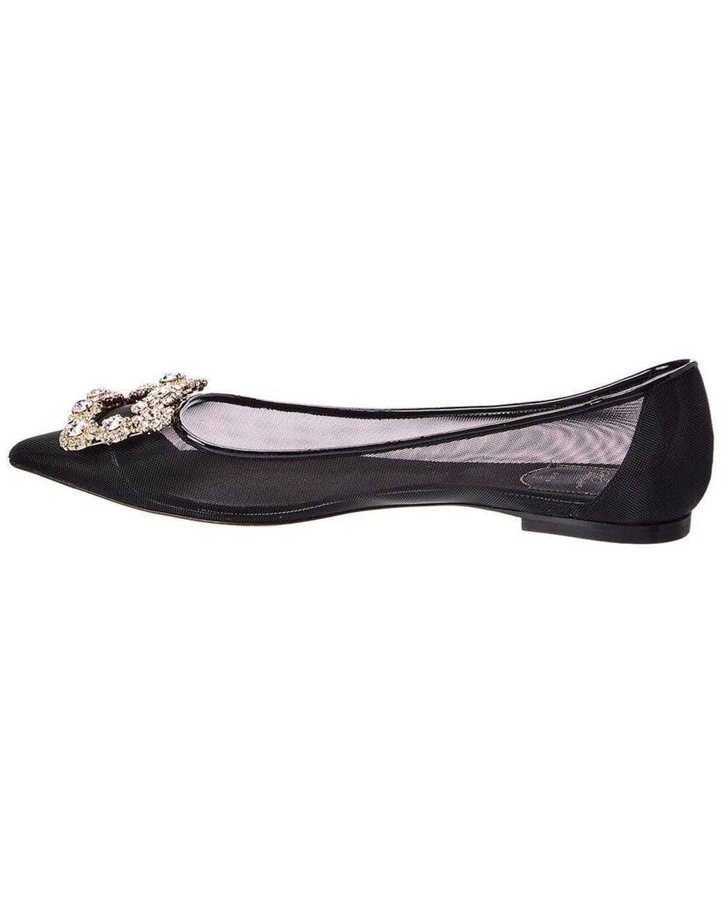Roger Vivier Black Mesh & Patent Flat