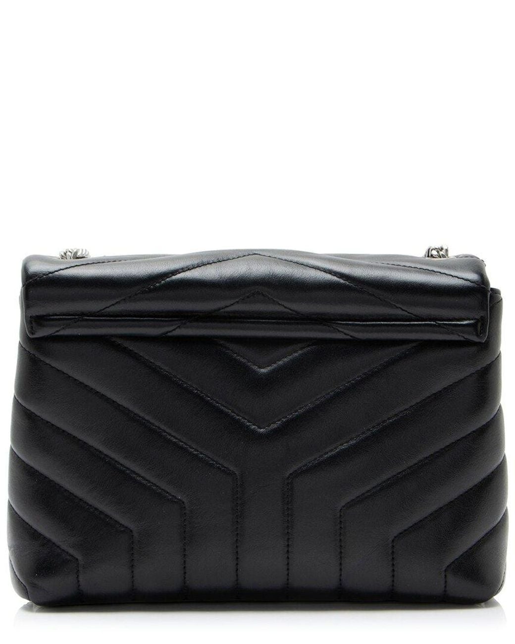 Saint Laurent Black Matelasse Calfskin Monogram Loulou Chain Small Shoulder Bag (Authentic Pre-Loved)