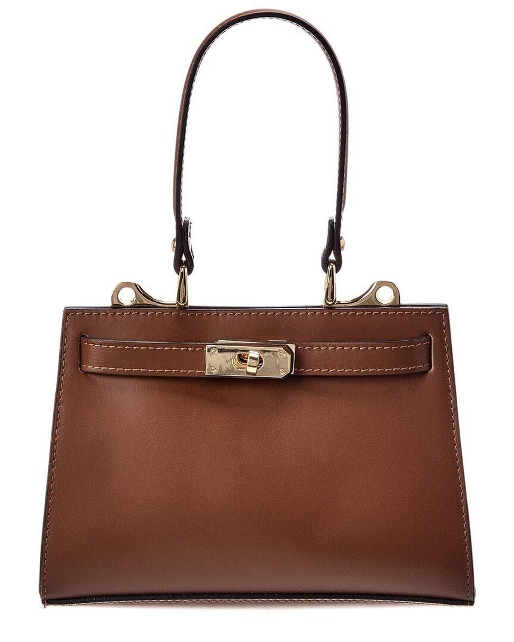 Italian Leather Brown Top Handle Tote
