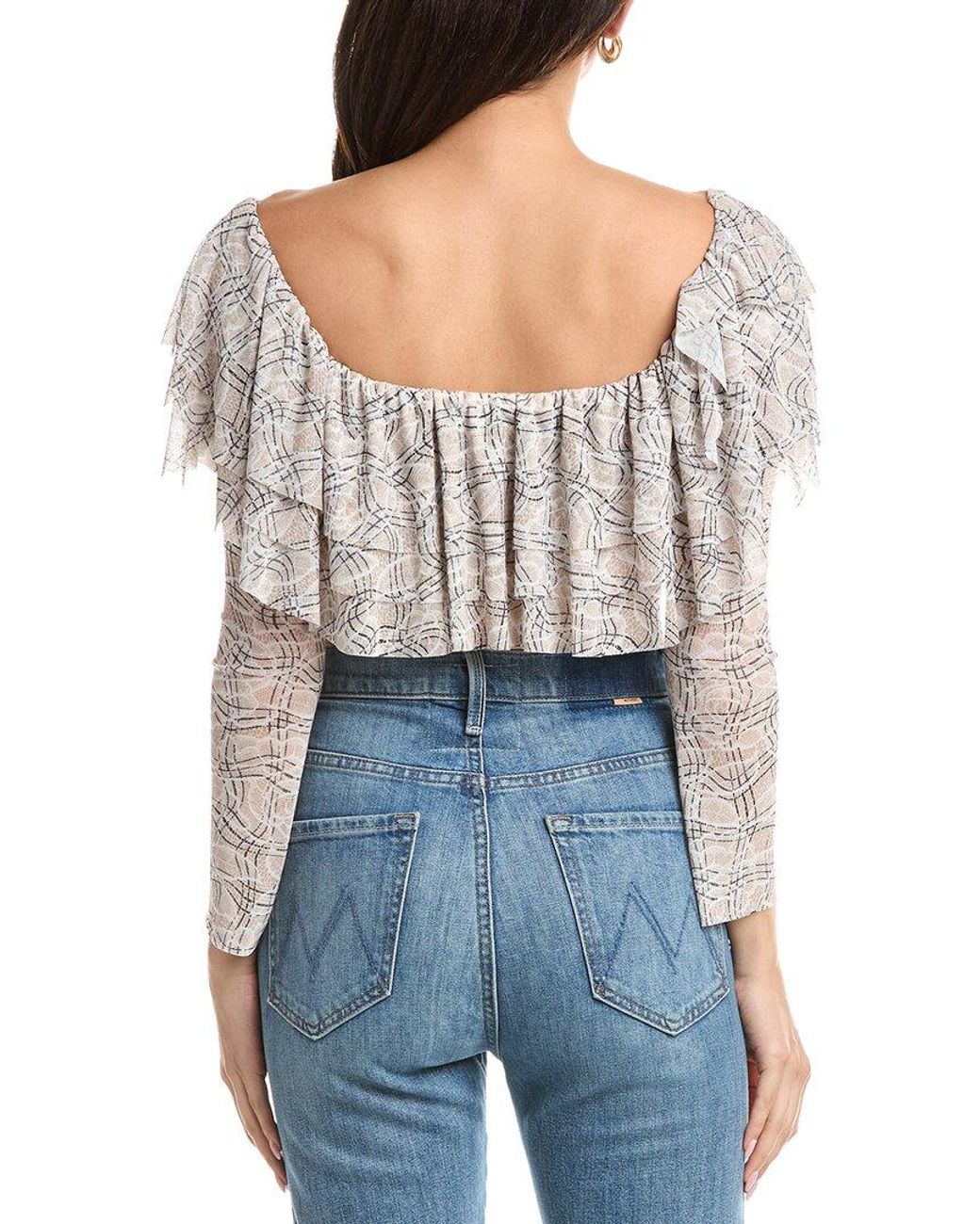 AFRM Gray Alma Ruffle Top