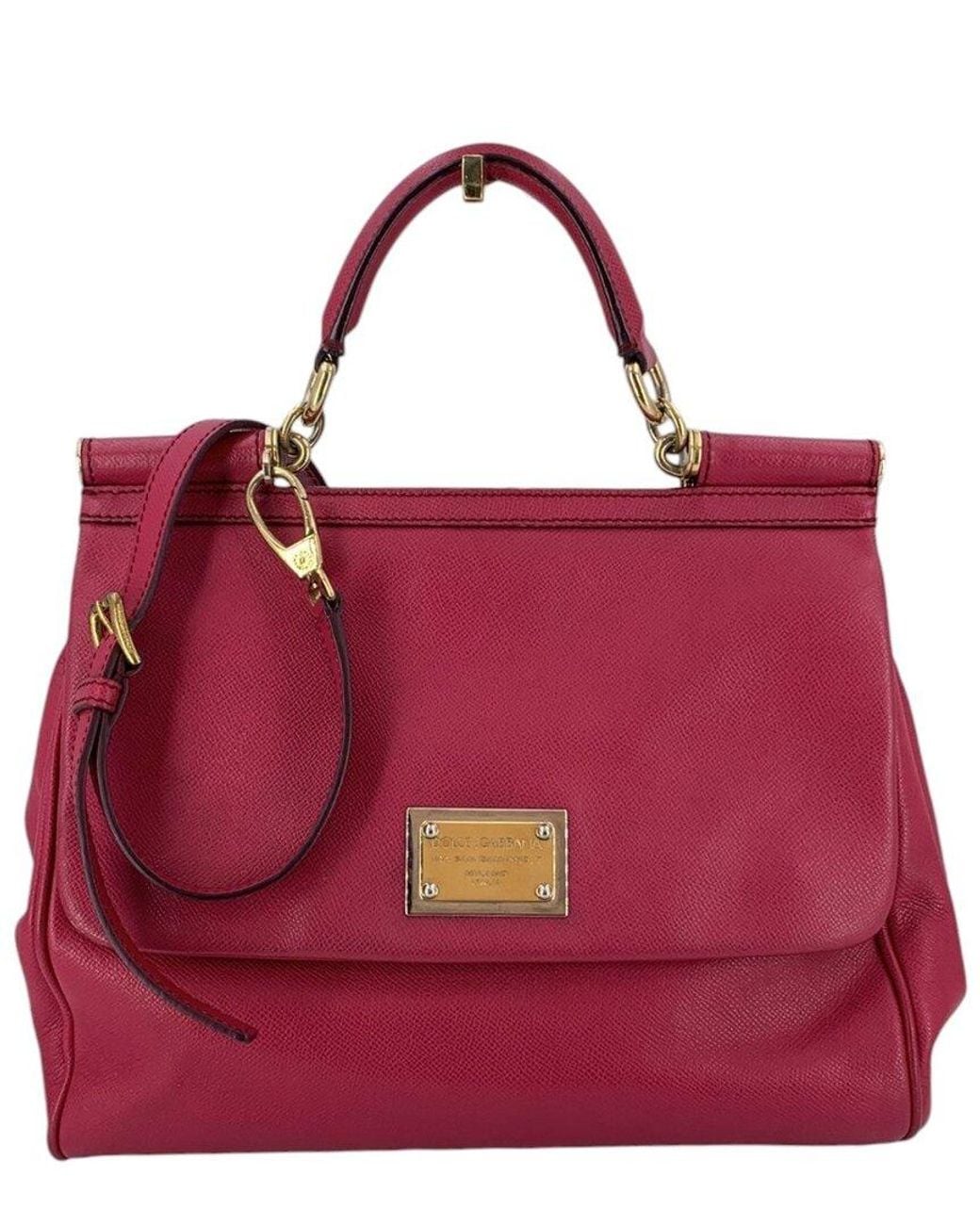 Dolce & Gabbana Red Leather Dauphine Shoulder Bag (Authentic Pre-Loved)