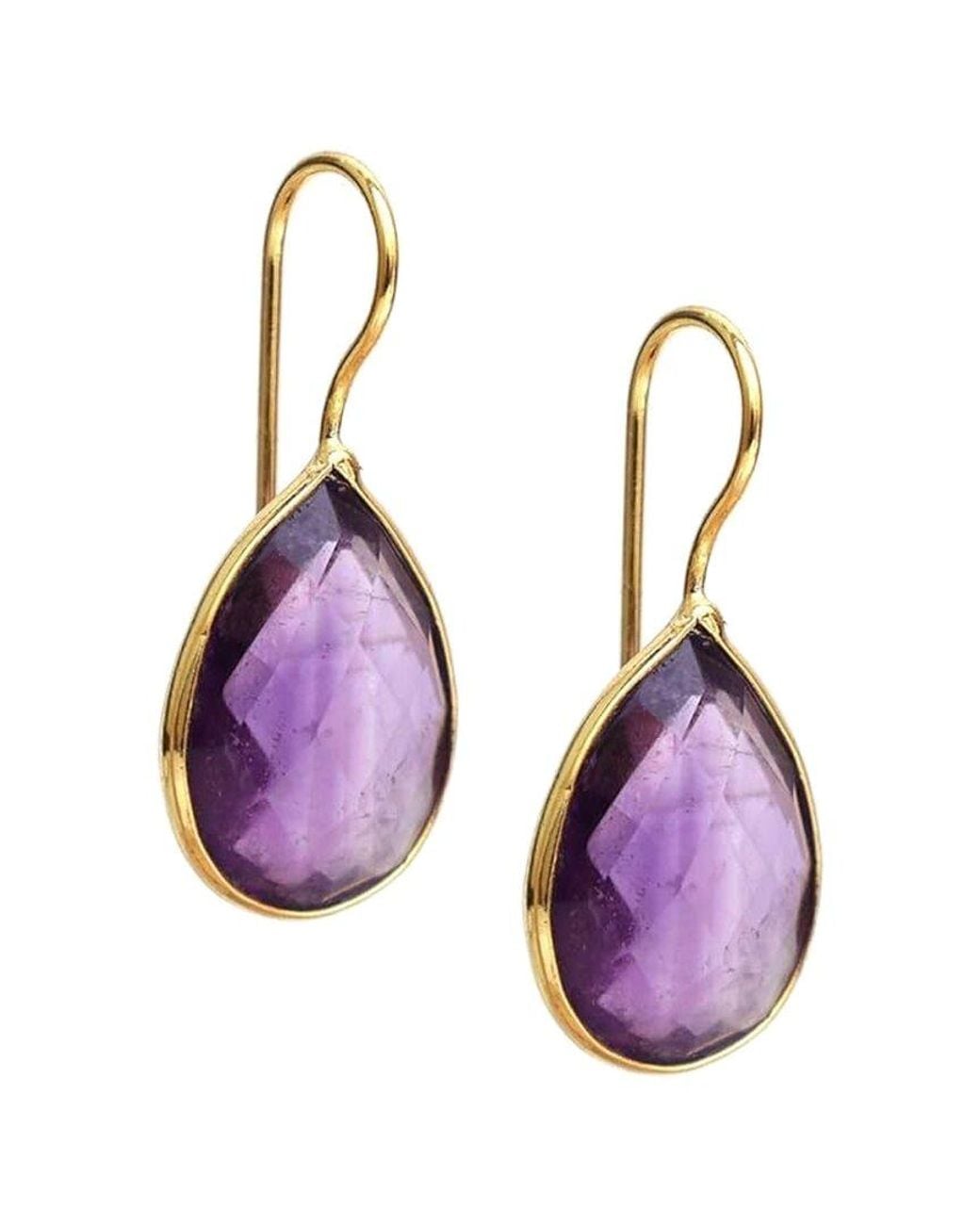 Liv Oliver Purple 18k Plated 25.00 Ct. Tw. Amethyst Earrings