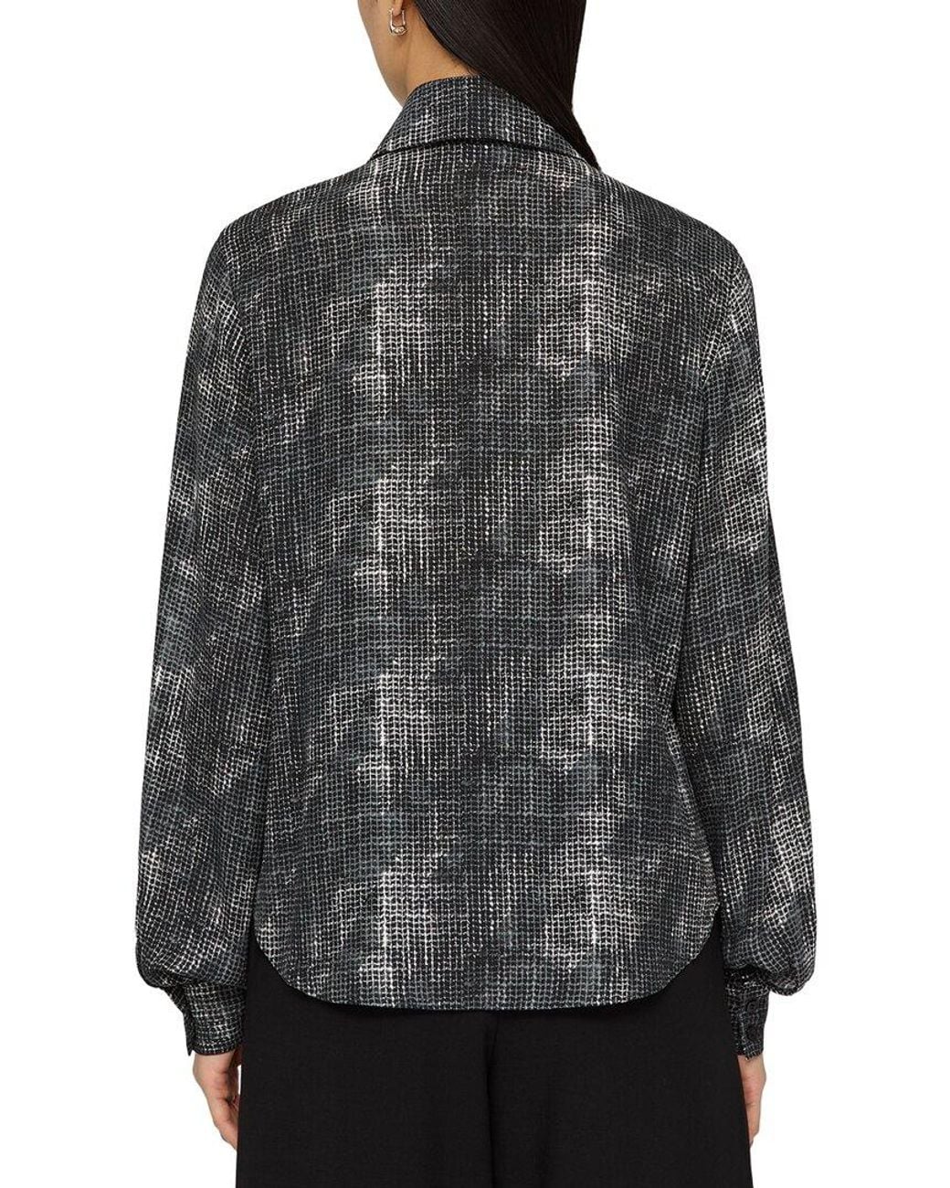Lafayette 148 New York Gray Hidden Button Silk Blouse