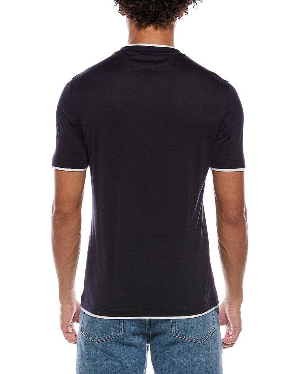 Brunello Cucinelli Black Silk-Blend T-Shirt for men