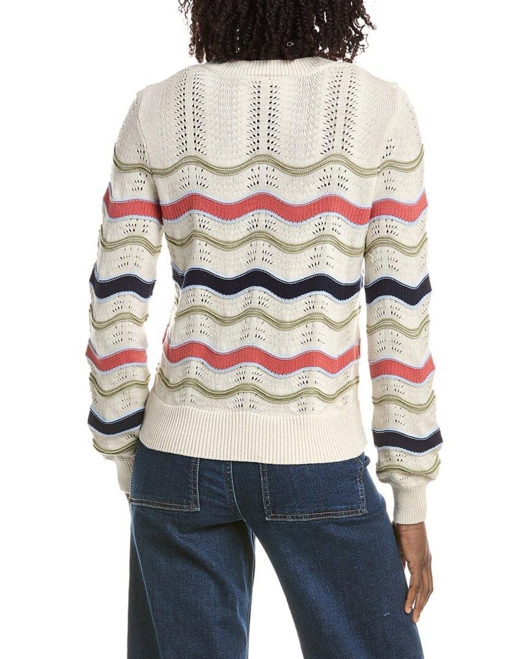Isla White Leona Wave Stitch Sweater