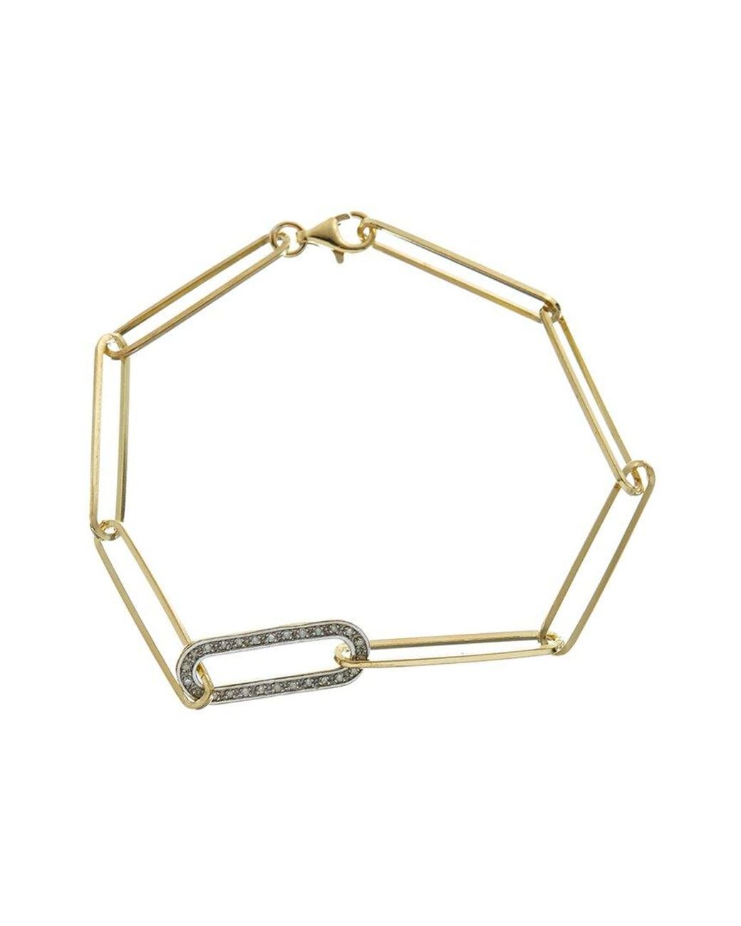 Meshmerise Metallic 18k Over Silver 0.20 Ct. Tw. Diamond Paperclip Link Bracelet