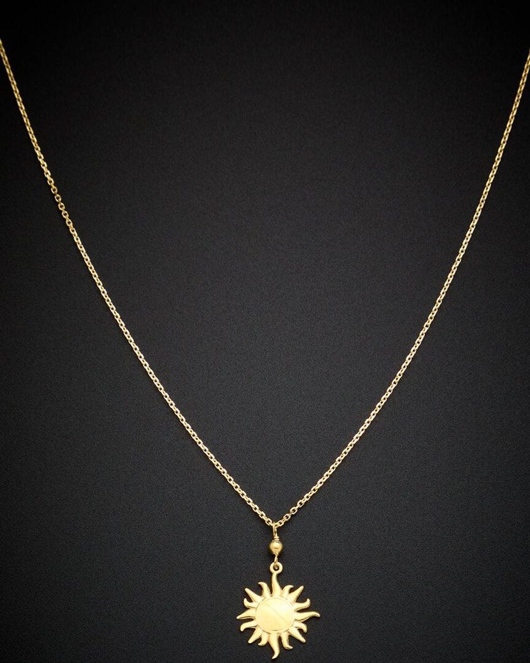 Italian Gold Black 14k Sun Pendant Necklace