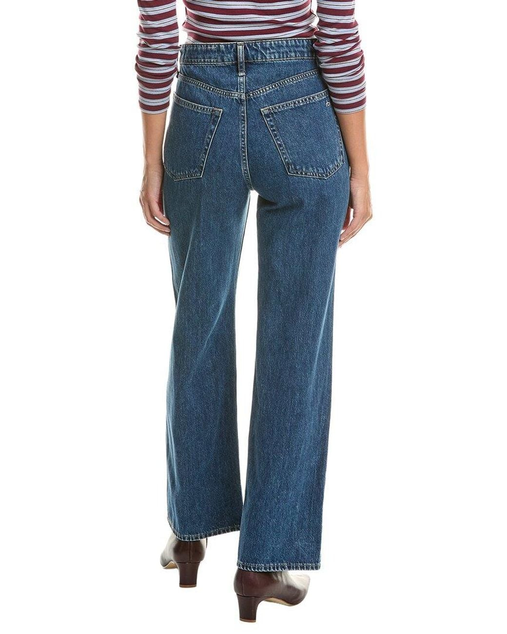 Rag & Bone Blue Lori High-Rise Full Length Wide Leg Pant