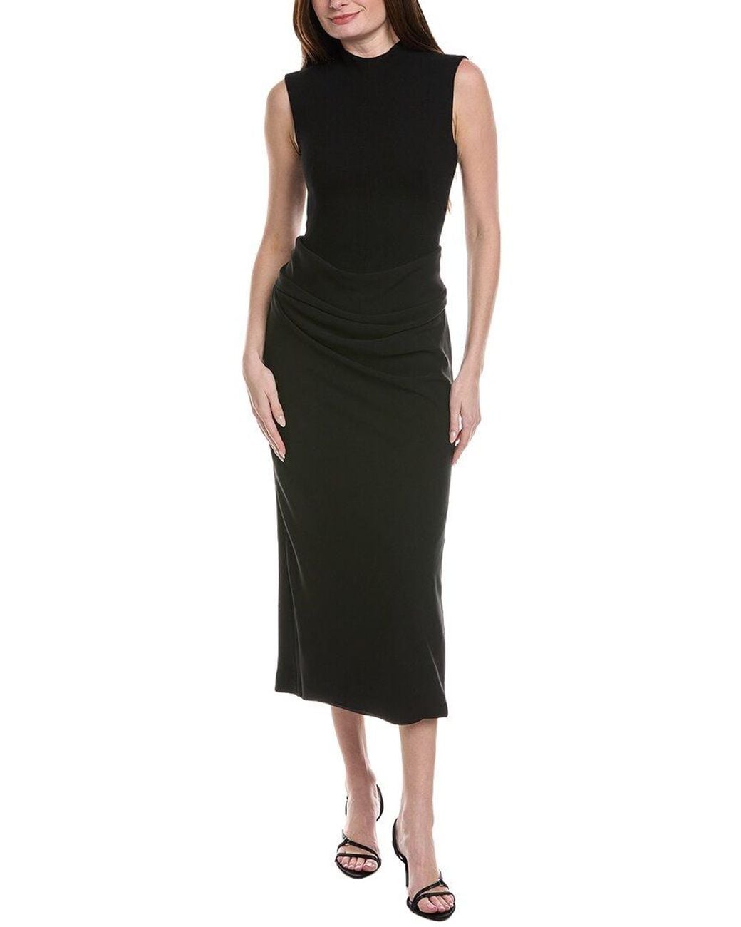 Lela Rose Black Cummerbund Wool-Blend Dress