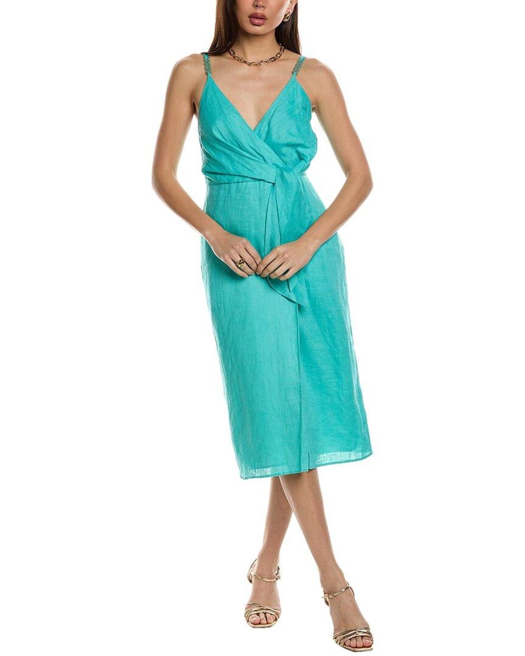 Reiss Esme Linen Tie Side Midi Dress in Blue | Lyst UK
