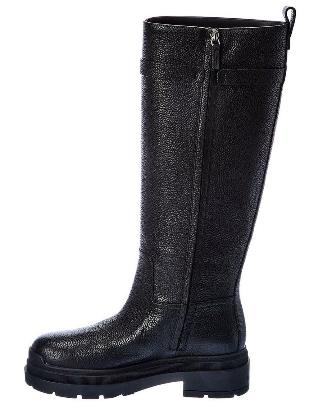 Ferragamo Black Ryder Leather Knee-high Boot