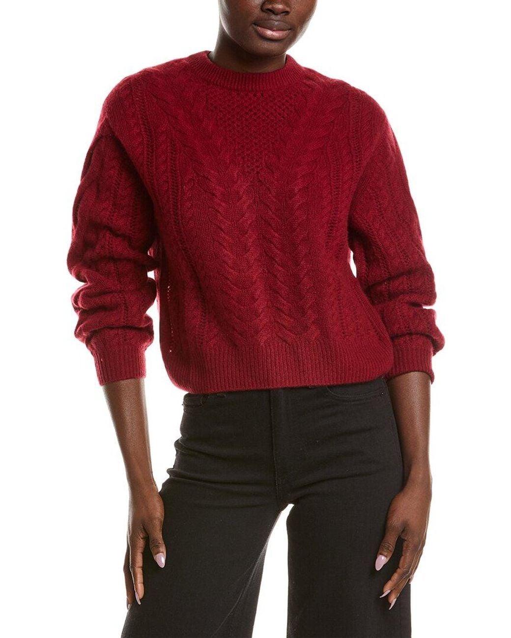 NAADAM Red Airy Cable Crewneck 100% Cashmere Sweater