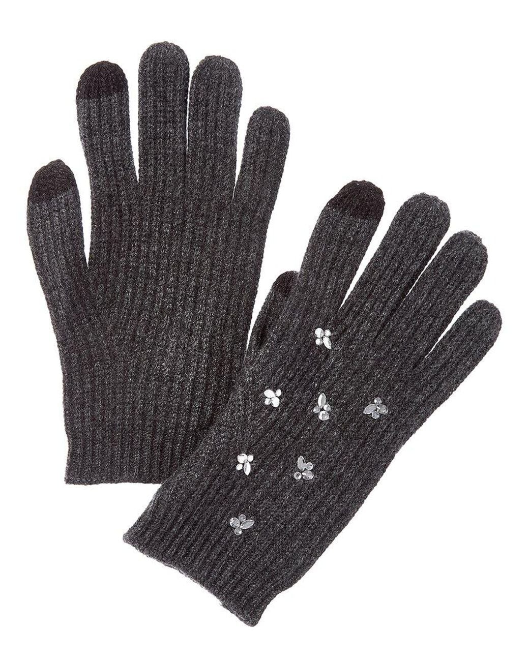 Forte Black Cashmere Mixed Crystal Cashmere Gloves