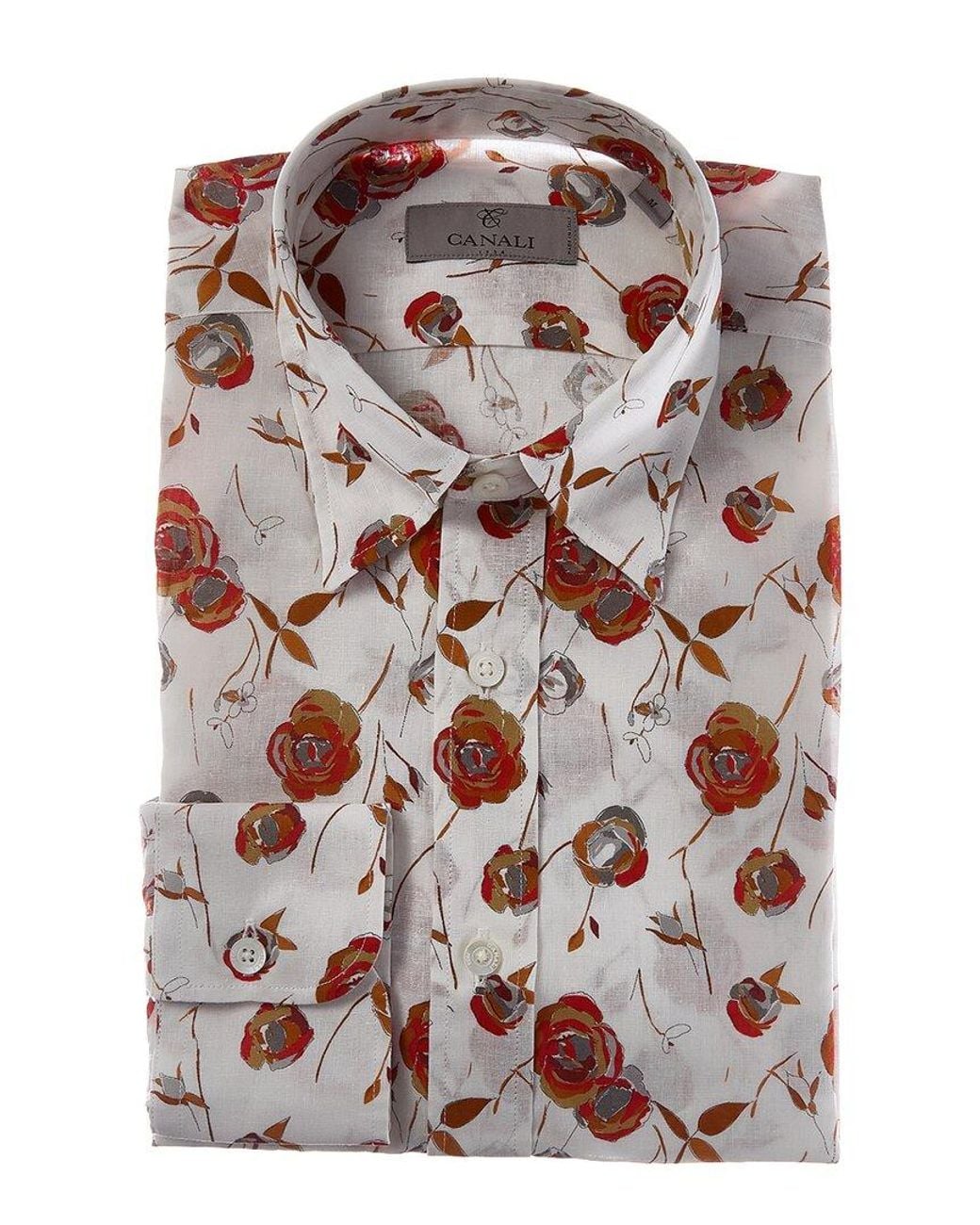 Canali Red Linen-Blend Dress Shirt for men