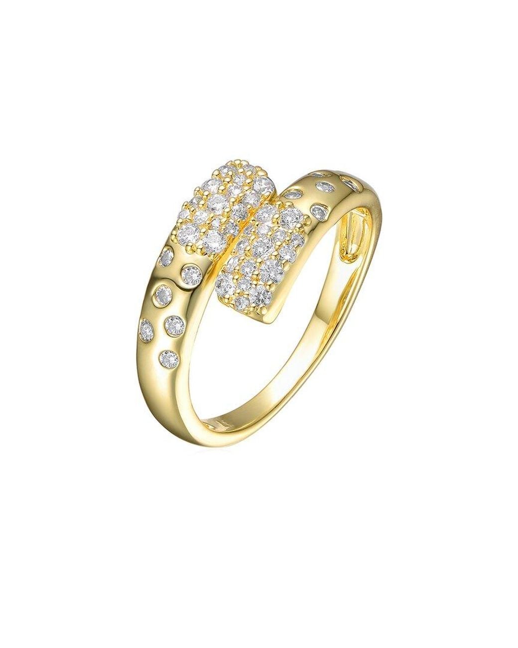 Genevive Jewelry Metallic 14k Over Silver Cz Clear Bypass Ring