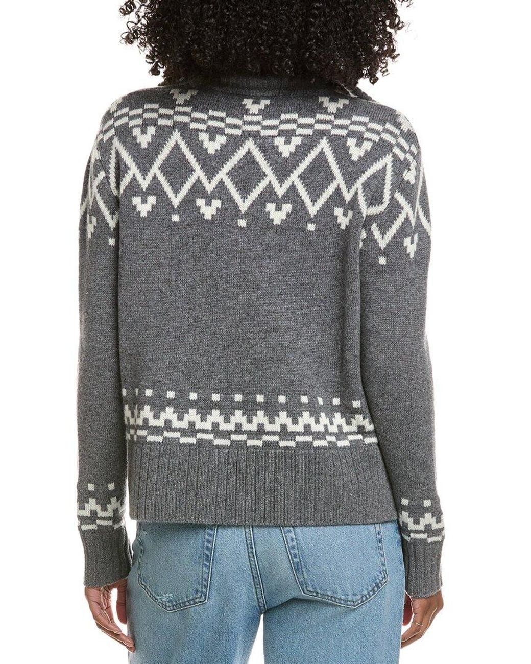 Hannah Rose Gray Fairisle Wool & Cashmere-Blend 1/2-Zip Pullover