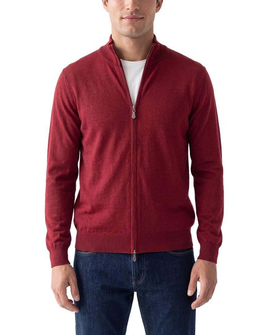 N.Peal Cashmere Red Hyde Fine Gauge Cashmere & Silk-Blend Full Zip Sweater for men