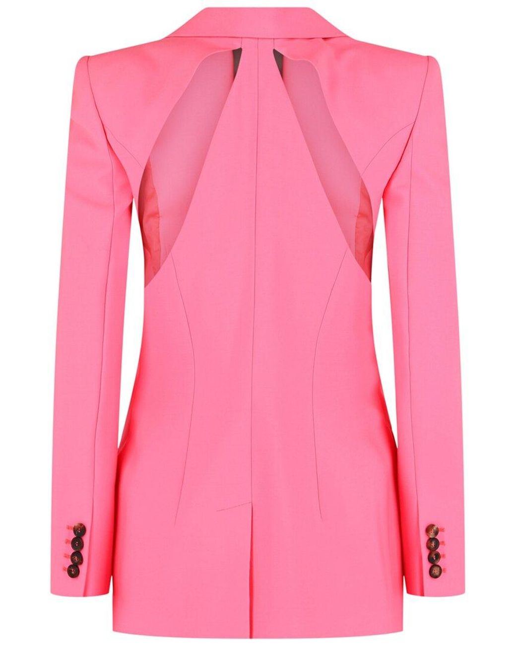 McQueen Pink Slashed Single-Breasted Wool Blazer