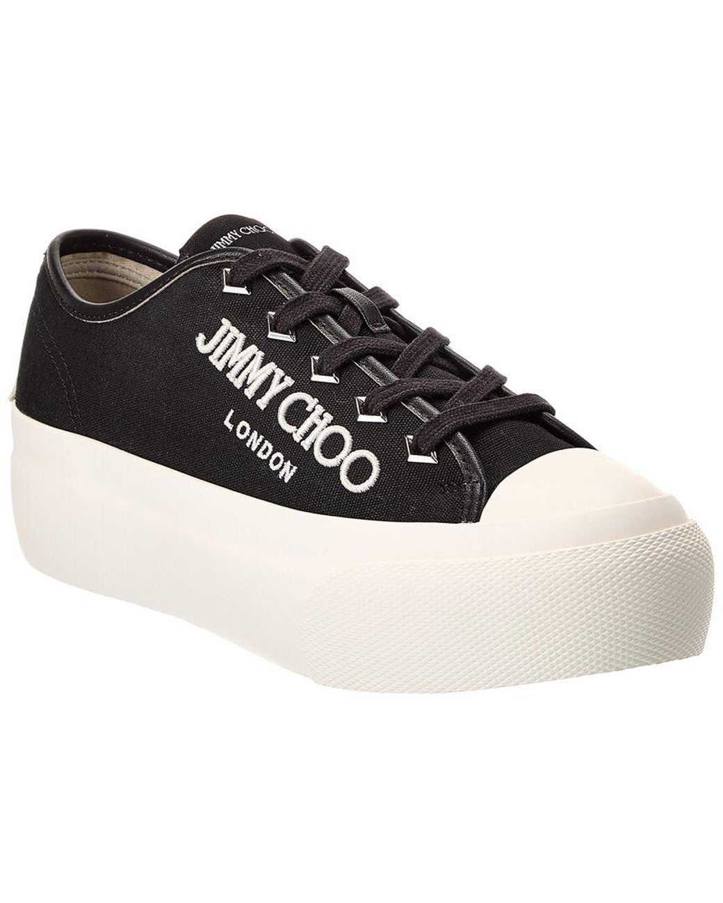 Jimmy Choo Palma Maxi/F Canvas & Leather Platform Sneaker in Black