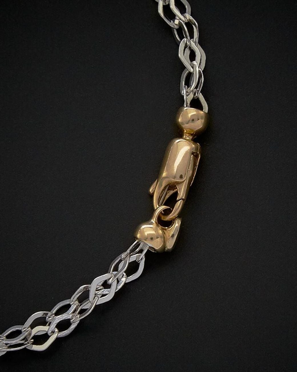 Italian Gold Black 14k Two-tone Rondo Bracelet