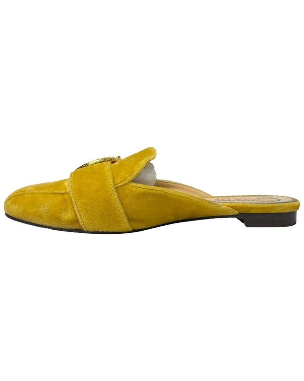 Charlotte Olympia Yellow Velvet Buckle Detail Mule (Authentic Pre-Loved)
